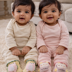 Little Owl- Set of 2 100% Cotton Baby Booties Socks for 0 to 12 Months