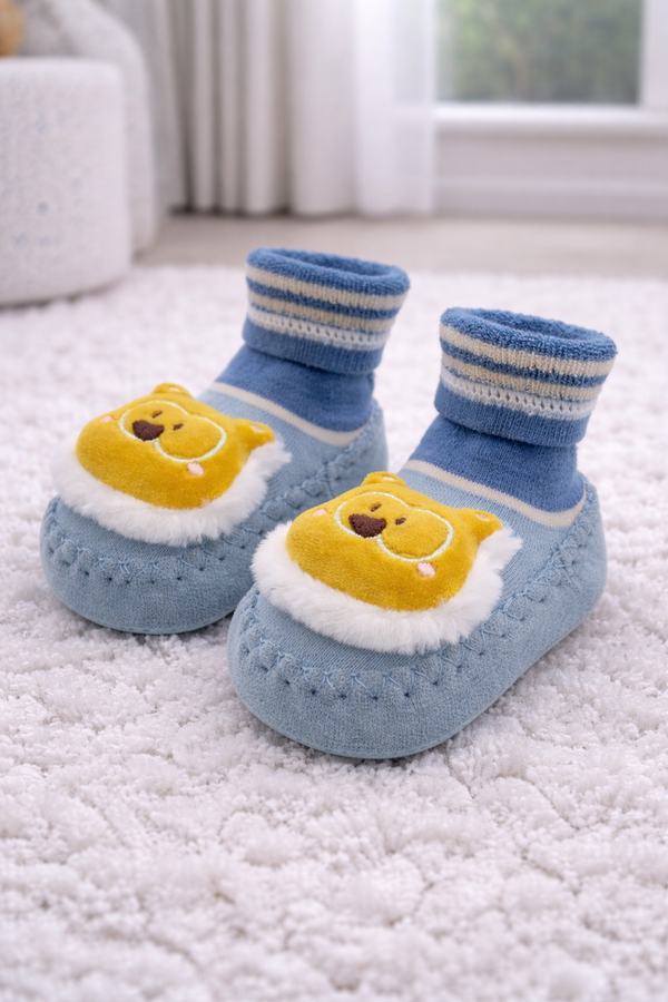 Yellow Bear- Baby Sock Shoes for Infants Babies - 6 to 18 Months