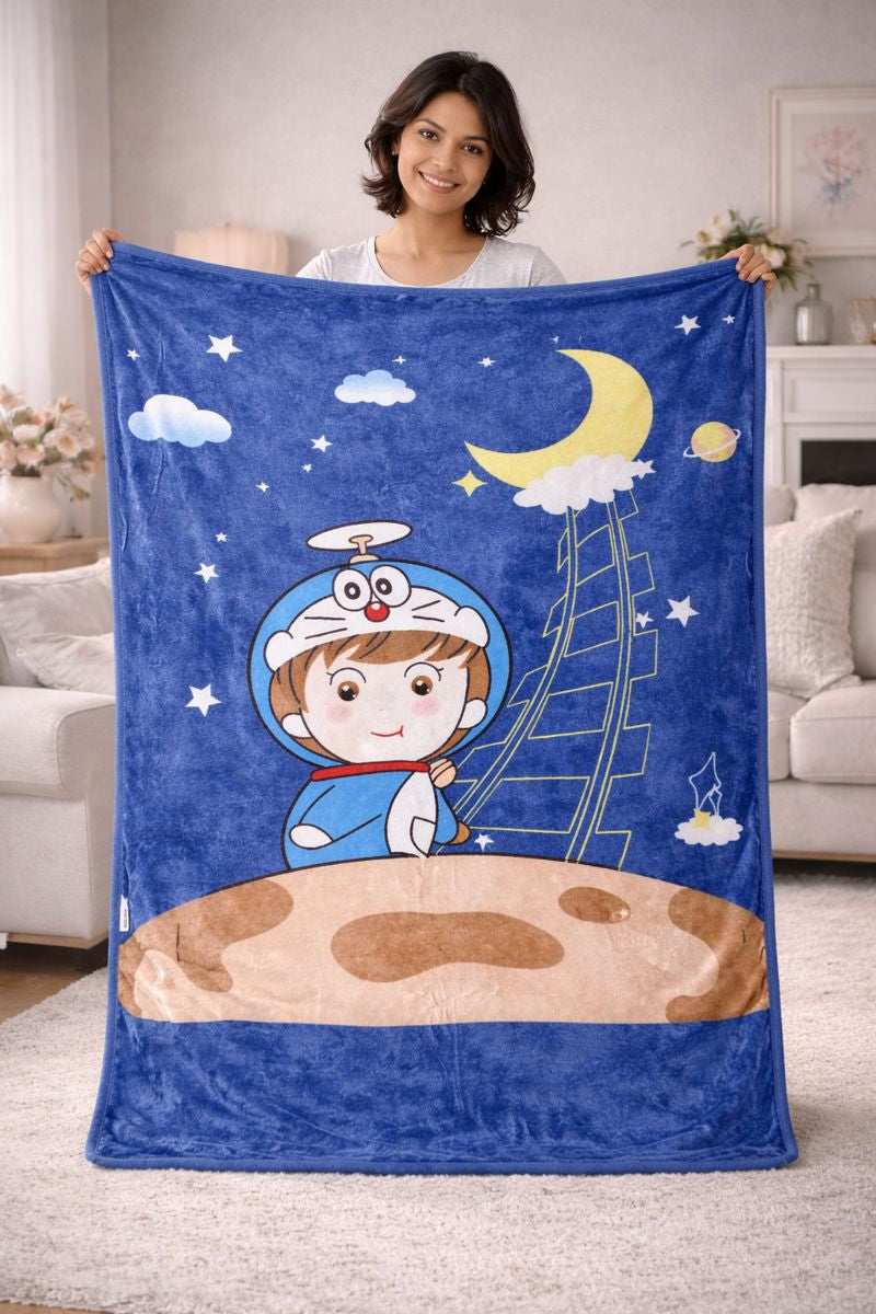 Lightweight Soft Plush Velvet Fleece 2 way Printed Blanket for 1 -7 Year Olds - Astronaut