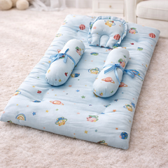 4 Pcs Muslin Bedding Set for 0 to 6 Months - Blue Planet