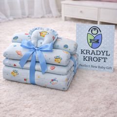 4 Pcs Muslin Bedding Set for 0 to 6 Months - Blue Planet
