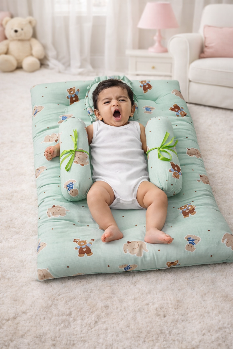 4 Pcs Muslin Bedding Set for 0 to 6 Months - Minty