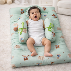 4 Pcs Muslin Bedding Set for 0 to 6 Months - Minty