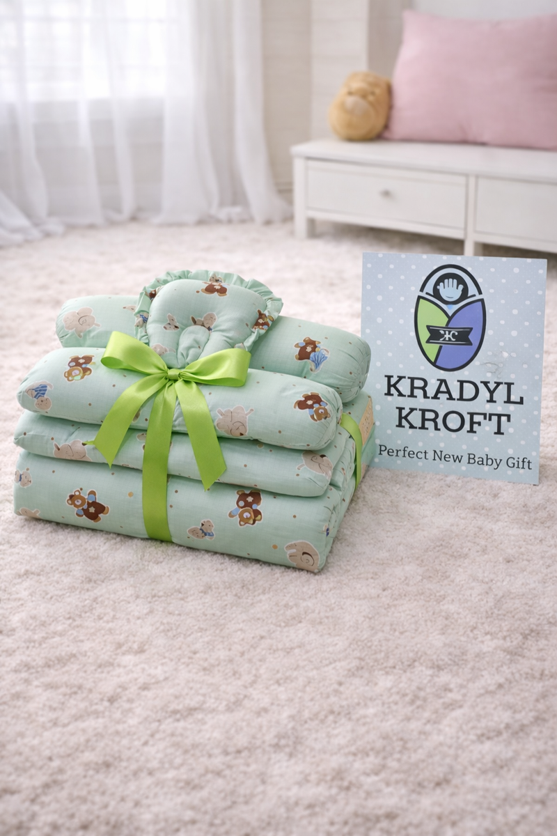 4 Pcs Muslin Bedding Set for 0 to 6 Months - Minty