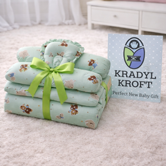 4 Pcs Muslin Bedding Set for 0 to 6 Months - Minty