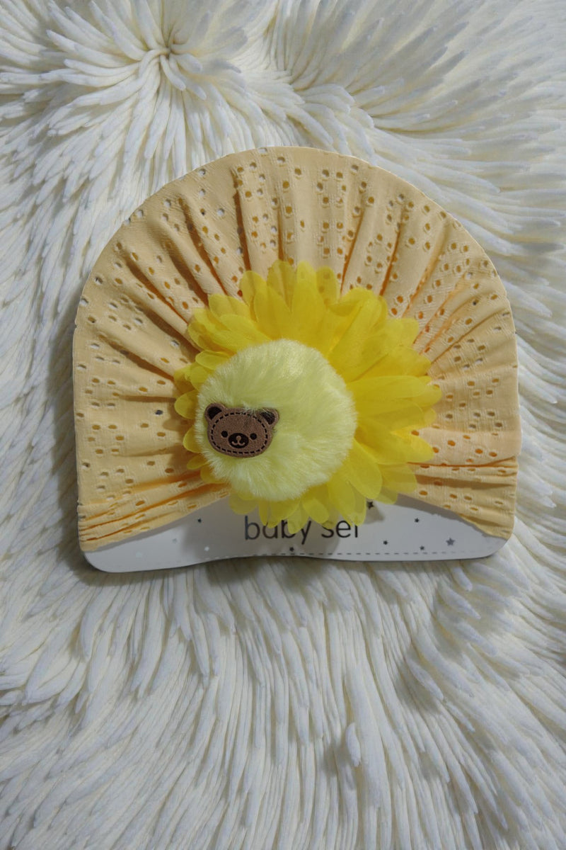 Kradyl Kroft Baby Girl Turban Cap | Stretchy Fabric | Good Fit - Yellow