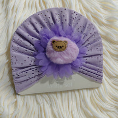 Kradyl Kroft Baby Girl Turban Cap | Stretchy Fabric | Good Fit - Purple