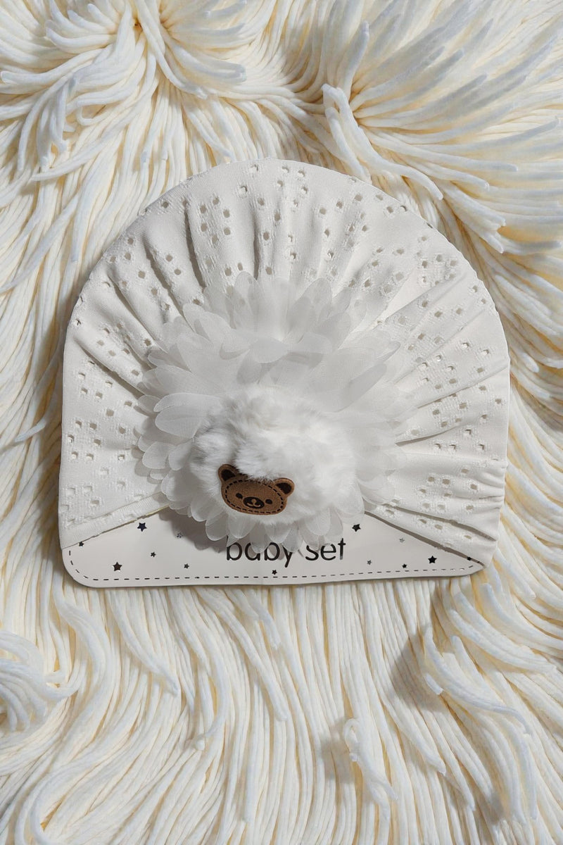 Kradyl Kroft Baby Girl Turban Cap | Stretchy Fabric | Good Fit - White