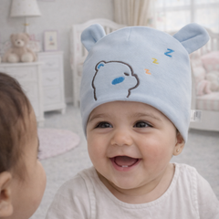Kradyl Kroft Cotton Baby Cap | Stretchy Fabric | Good Fit - Softie Blue