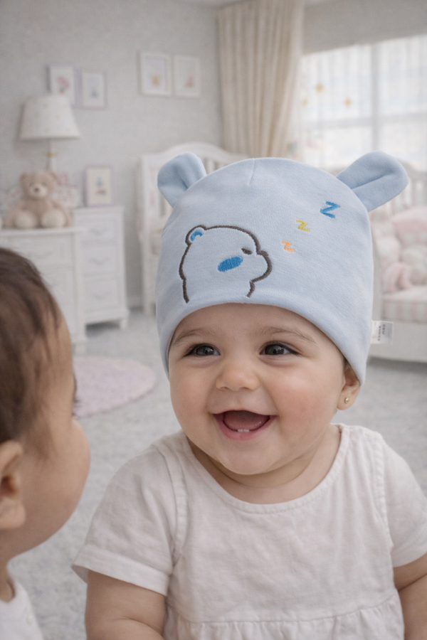 Kradyl Kroft Cotton Baby Cap | Stretchy Fabric | Good Fit - Softie Blue