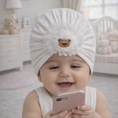 Kradyl Kroft Baby Girl Turban Cap | Stretchy Fabric | Good Fit - White
