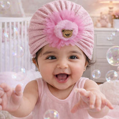 Kradyl Kroft Baby Girl Turban Cap | Stretchy Fabric | Good Fit - Pink