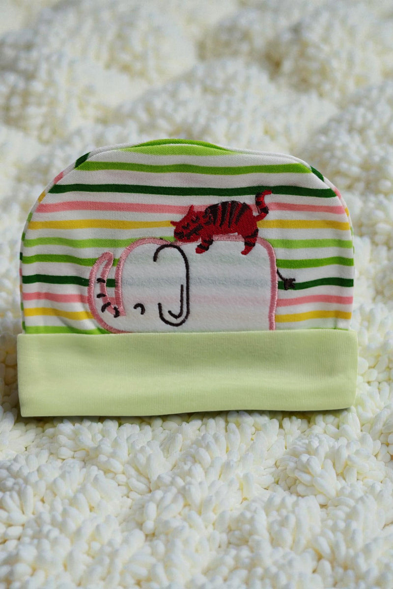 Kradyl Kroft Cotton Baby Cap | Stretchy Fabric | Good Fit - Green Elli