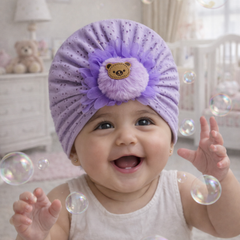 Kradyl Kroft Baby Girl Turban Cap | Stretchy Fabric | Good Fit - Purple