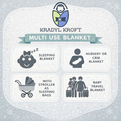 Soft Velvet Fleece Newborn Baby Embroidered Hooded Swaddle Blanket for 0-6 Months - Blue Poulet
