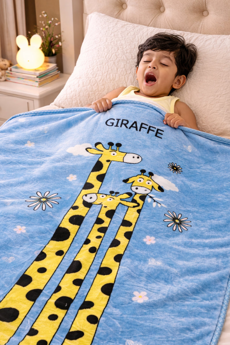 Kradyl Kroft Plush Double Layered Velvet with Two Side Printed Kids Blanket - Giraffe