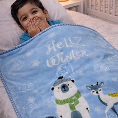 Kradyl Kroft Plush Double Layered Velvet with Two Side Printed Kids Blanket - Blue Panda
