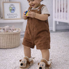Kradyl Kroft 6-18 Months Booties with Drawstrings | Kids First Walking Soft Fabric Fur Shoes with Anti Slip Sole-Puppy