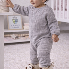 Kradyl Kroft 6-18 Months Booties with Drawstrings | Kids First Walking Soft Fabric Fur Shoes with Anti Slip Sole-Beige Pchu