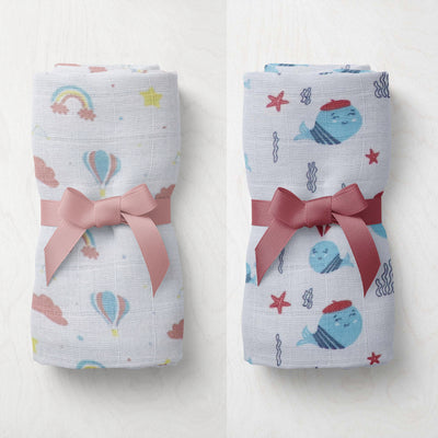 Muslin Balloon N Dolphin Swaddle Set of 2