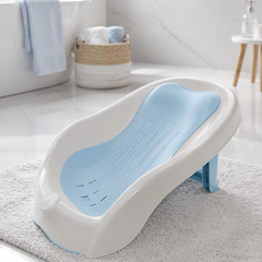 Light Blue Bathtub - Foldable on Stand With Silcone Cradle
