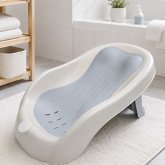 Light Gey Bathtub - Foldable on Stand With Silcone Cradle