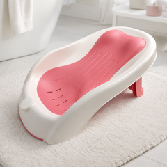 Pink Bathtub - Foldable on Stand With Silcone Cradle