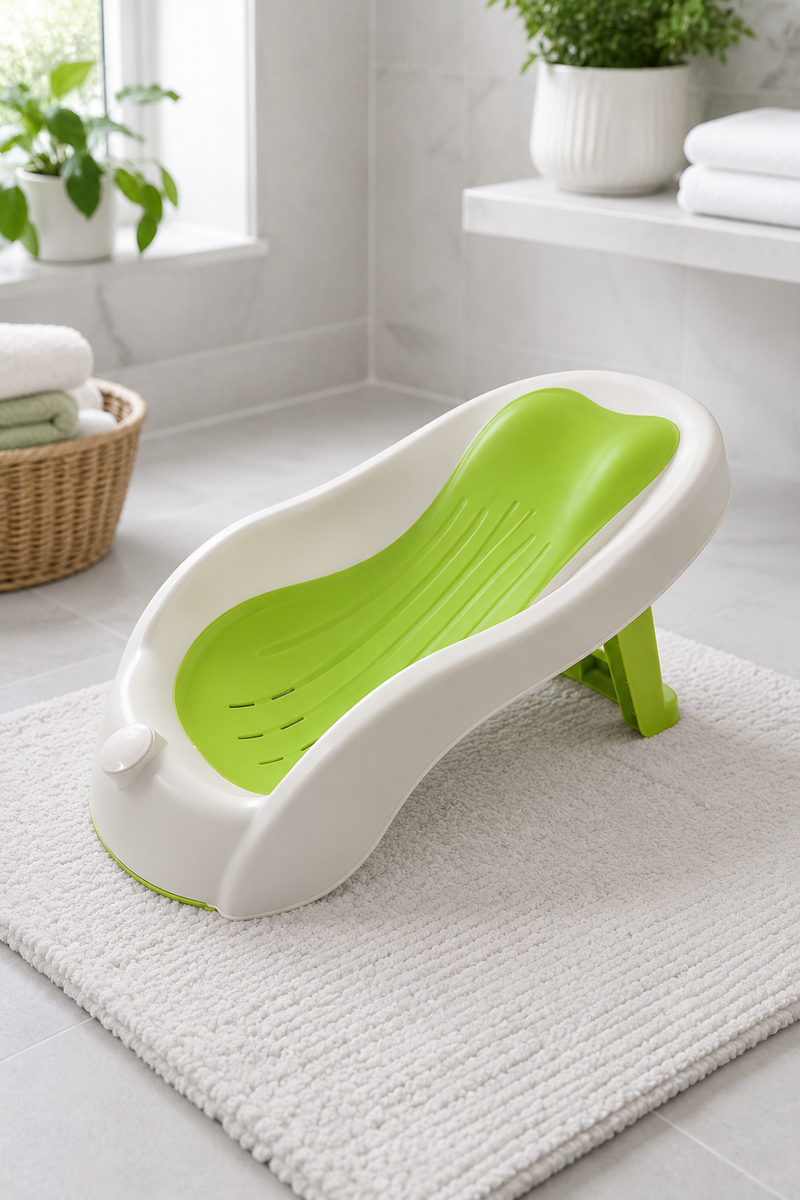 Green Bathtub - Foldable on Stand With Silcone Cradle