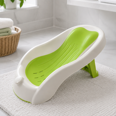 Green Bathtub - Foldable on Stand With Silcone Cradle