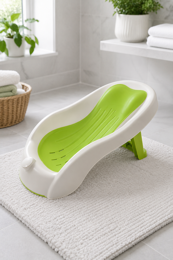 Green Bathtub - Foldable on Stand With Silcone Cradle