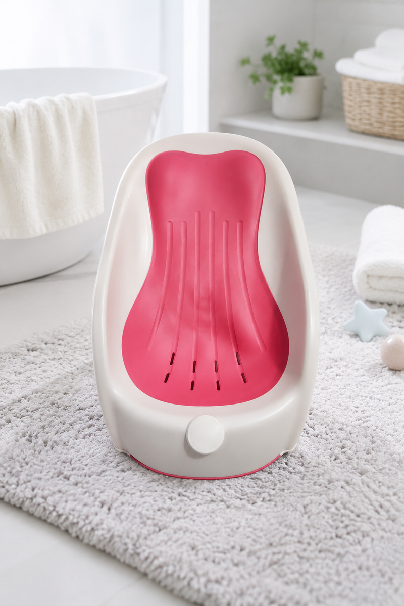 Pink Bathtub - Foldable on Stand With Silcone Cradle