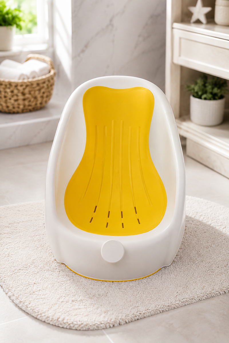 Yellow Bathtub - Foldable on Stand With Silcone Cradle