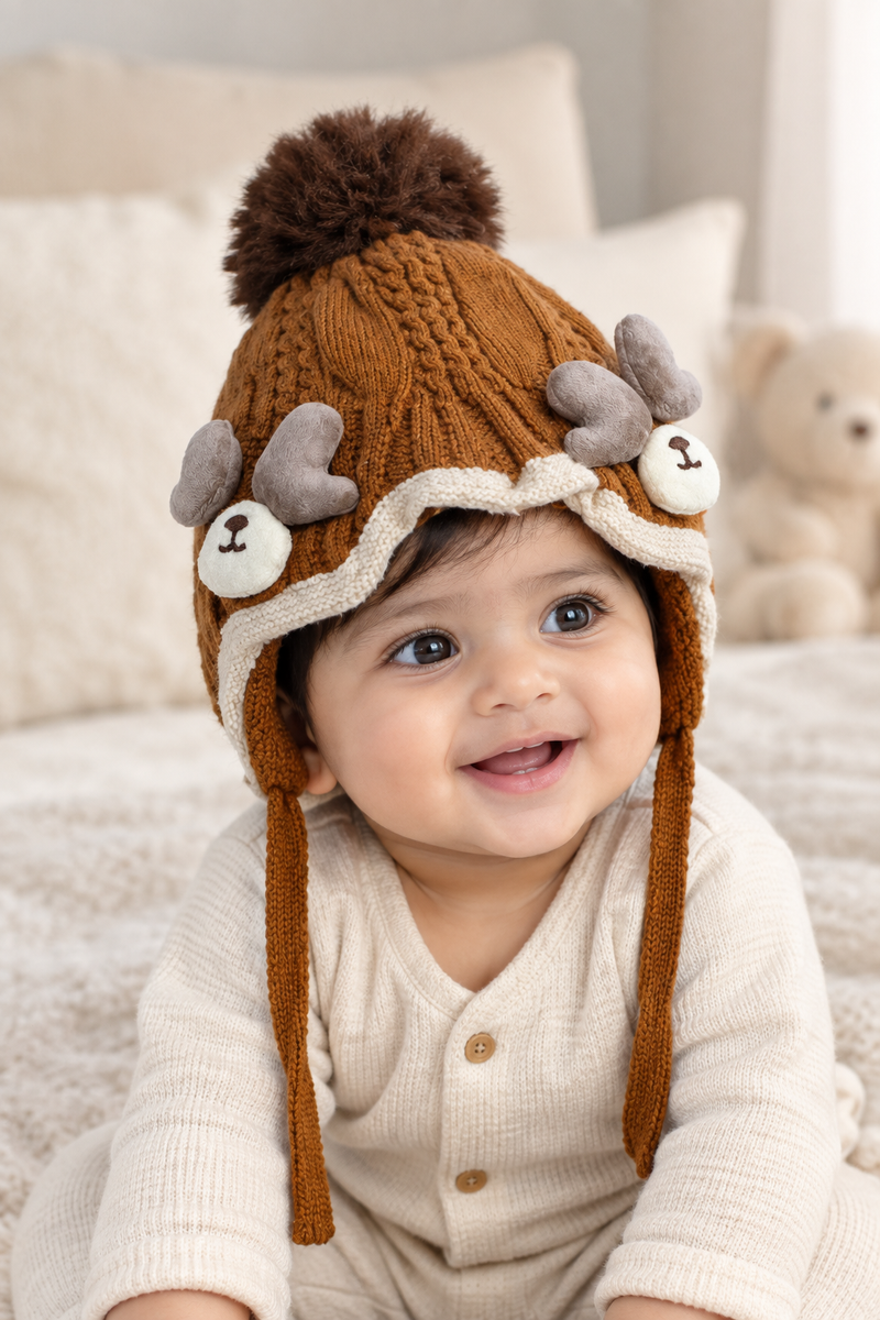 Woollen Baby Cap | 6 Months to 5 Years | Good Stretch | Snug Fit - 60