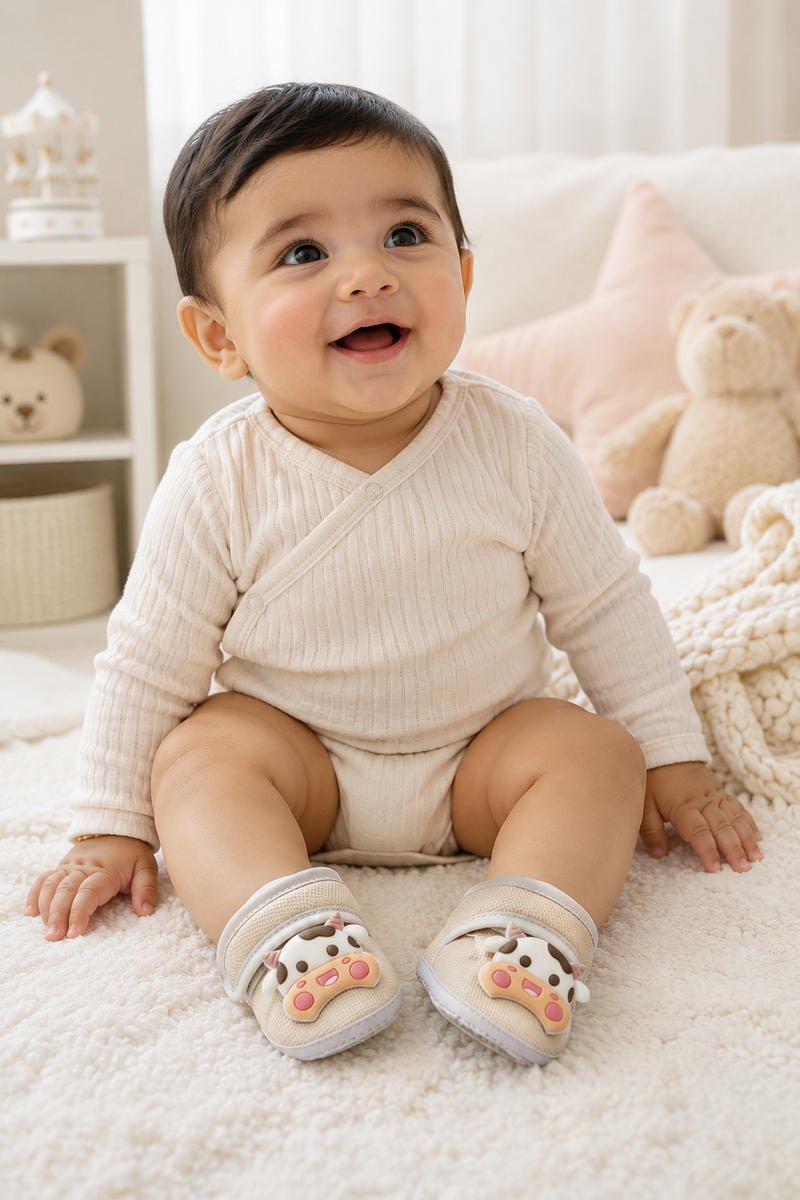 Kradyl Kroft 3-12 Months Booties with Velcro | Cute Comfortale Covers for Tiny Feet - 1