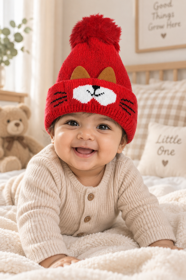 Woollen Baby Cap | 6 Months to 5 Years | Good Stretch | Snug Fit - 32