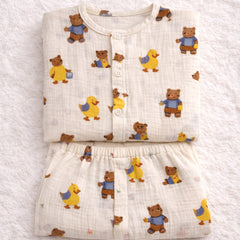 Bear Story| Premium Crinkled Double Layered Soft Unisex Muslin Set for New Born to 6 Years