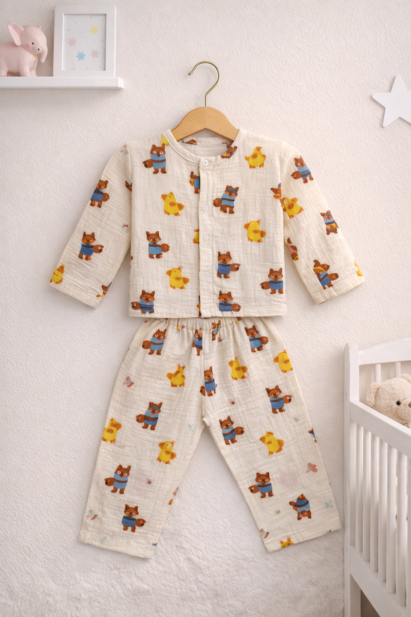 Bear Story| Premium Crinkled Double Layered Soft Unisex Muslin Set for New Born to 6 Years