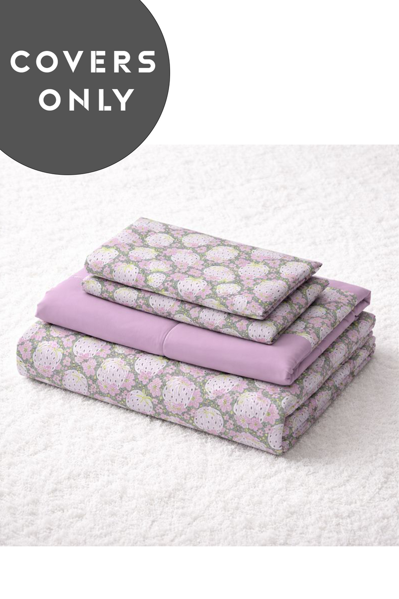 Kradyl Kroft Kids 3 Pcs Bedding Set with Removable Covers | Duvet, Pillow and Lumbar Pillow with 100% Cotton Covers - Very Berry