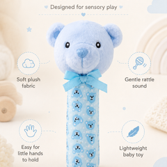 Blue Bear-Soft Plush Rattle Toy for Kids | Premium High Quality