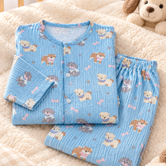 Blue Hungry Me - Premium Crinkled Double Layered Soft Unisex Muslin Set for New Born to 6 Years