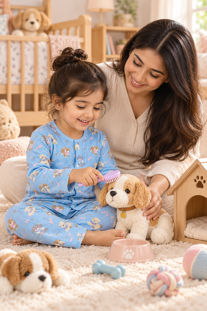 Blue Hungry Me - Premium Crinkled Double Layered Soft Unisex Muslin Set for New Born to 6 Years