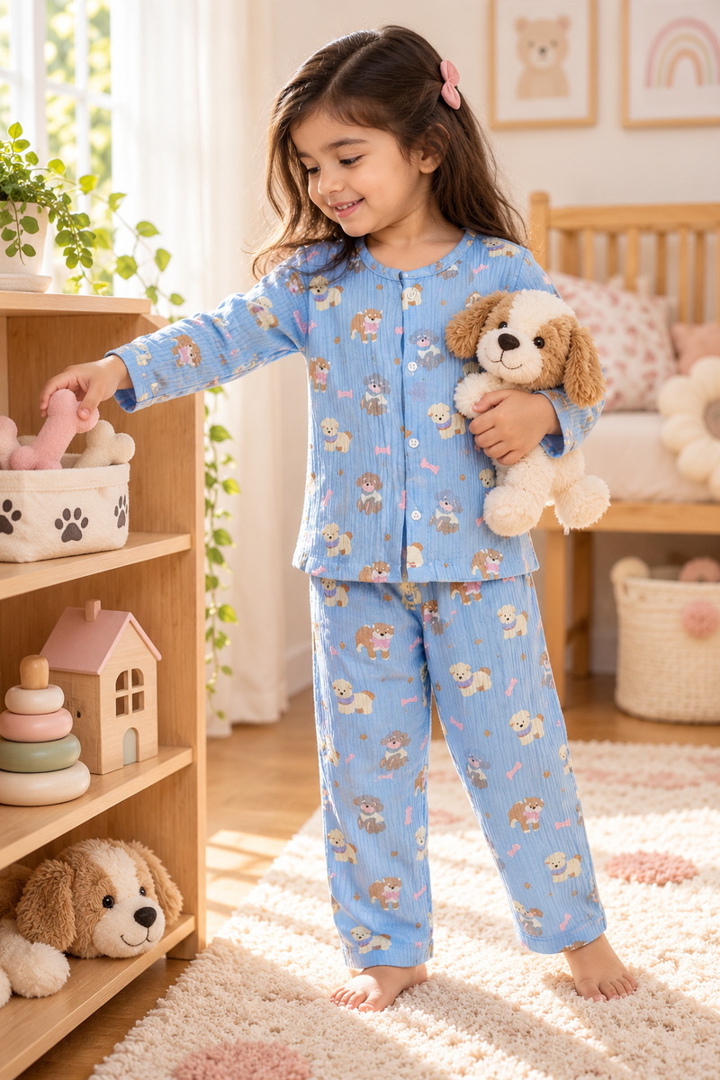 Blue Hungry Me - Premium Crinkled Double Layered Soft Unisex Muslin Set for New Born to 6 Years