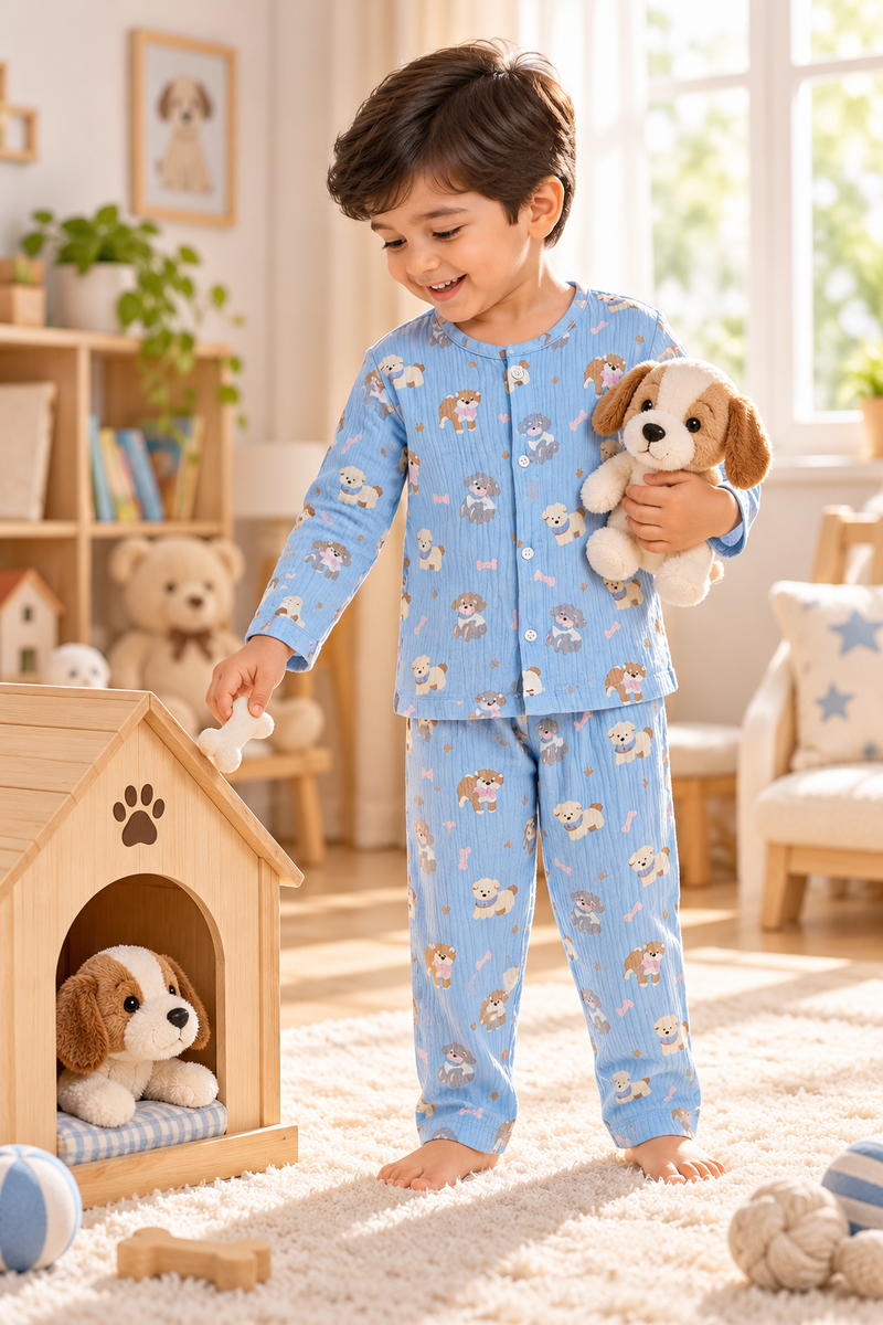 Blue Hungry Me - Premium Crinkled Double Layered Soft Unisex Muslin Set for New Born to 6 Years