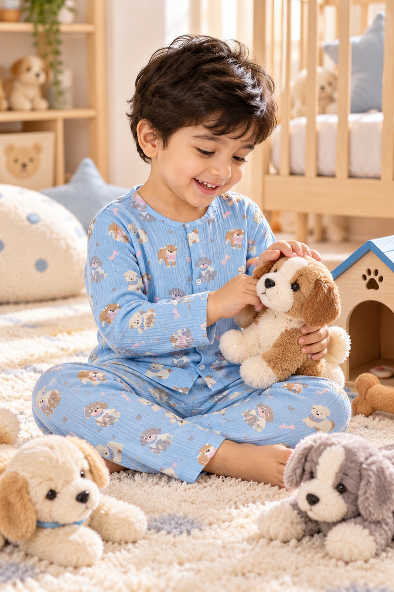 Blue Hungry Me - Premium Crinkled Double Layered Soft Unisex Muslin Set for New Born to 6 Years