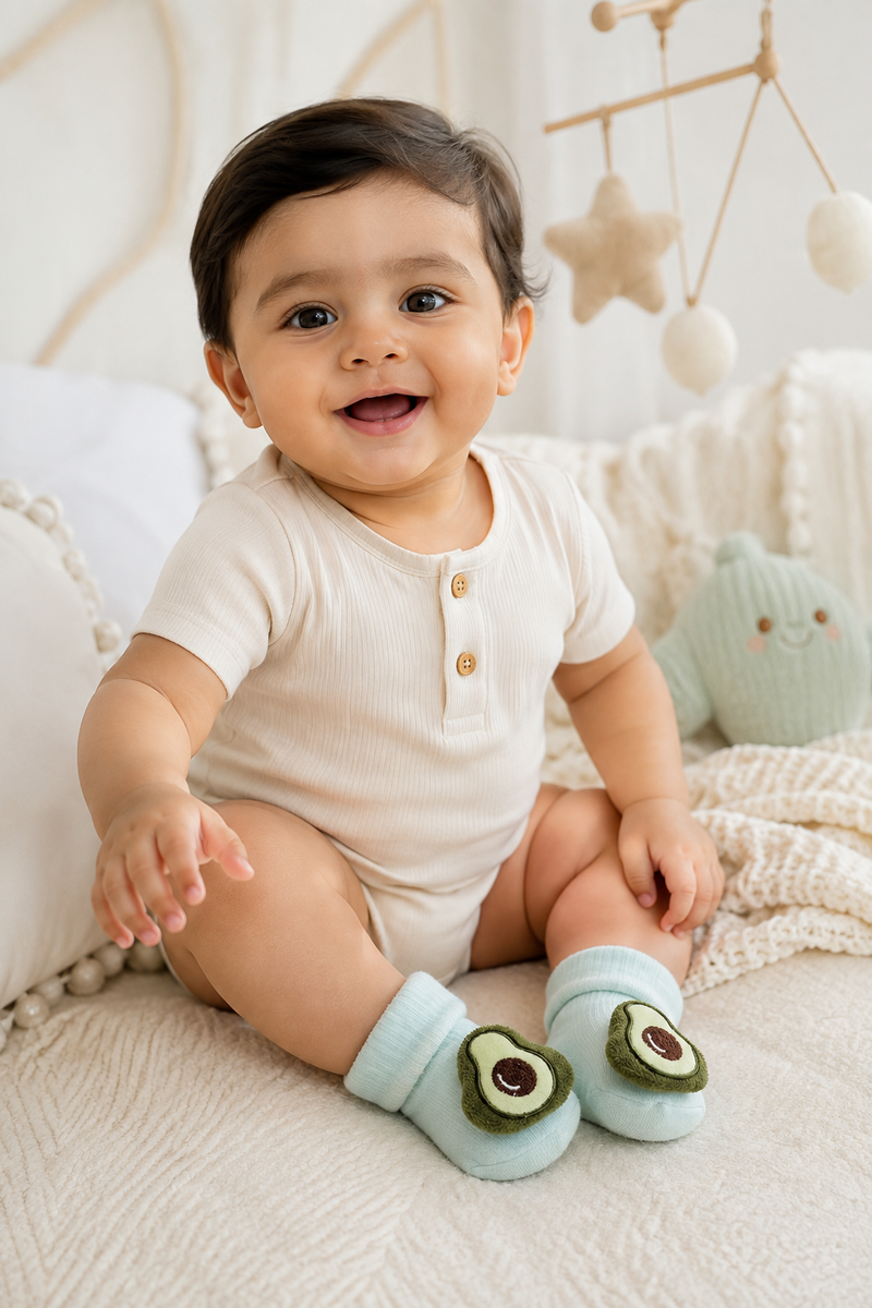 100% Cotton Baby Booties Socks for 0 to 12 Months - Style 12