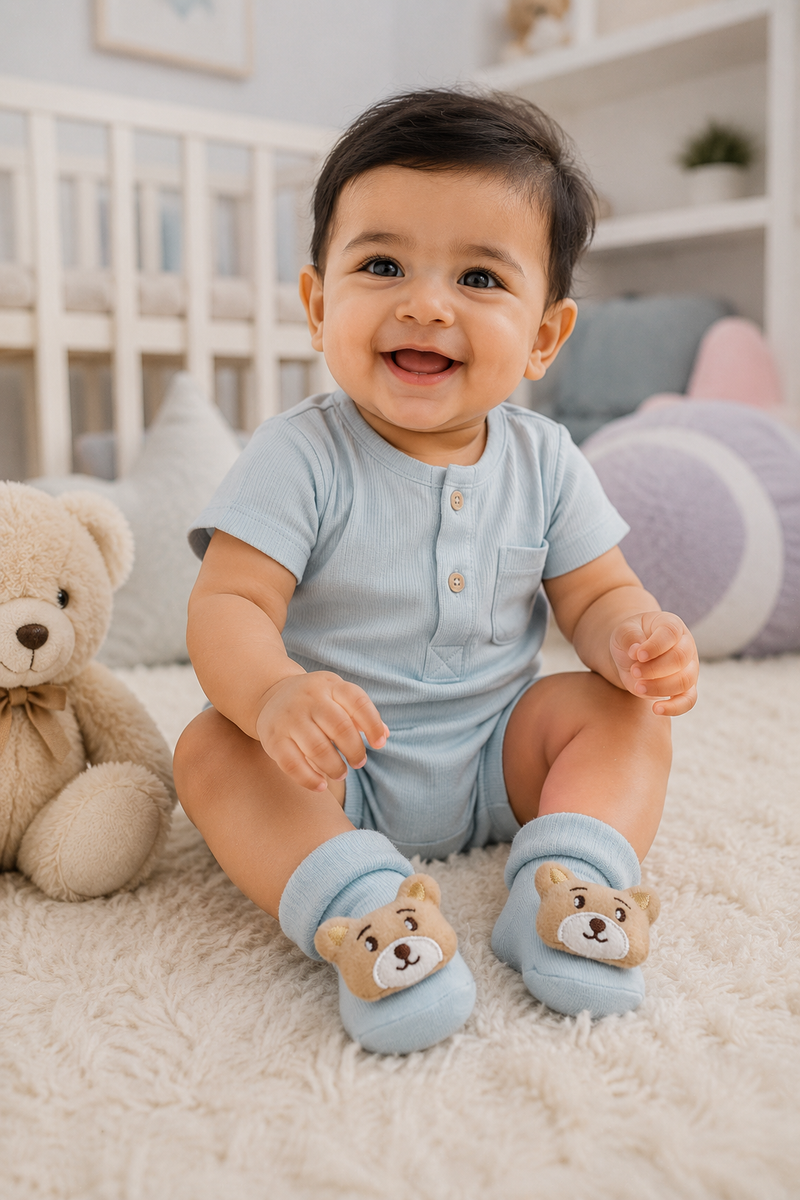 100% Cotton Baby Booties Socks for 0 to 12 Months - Style 9