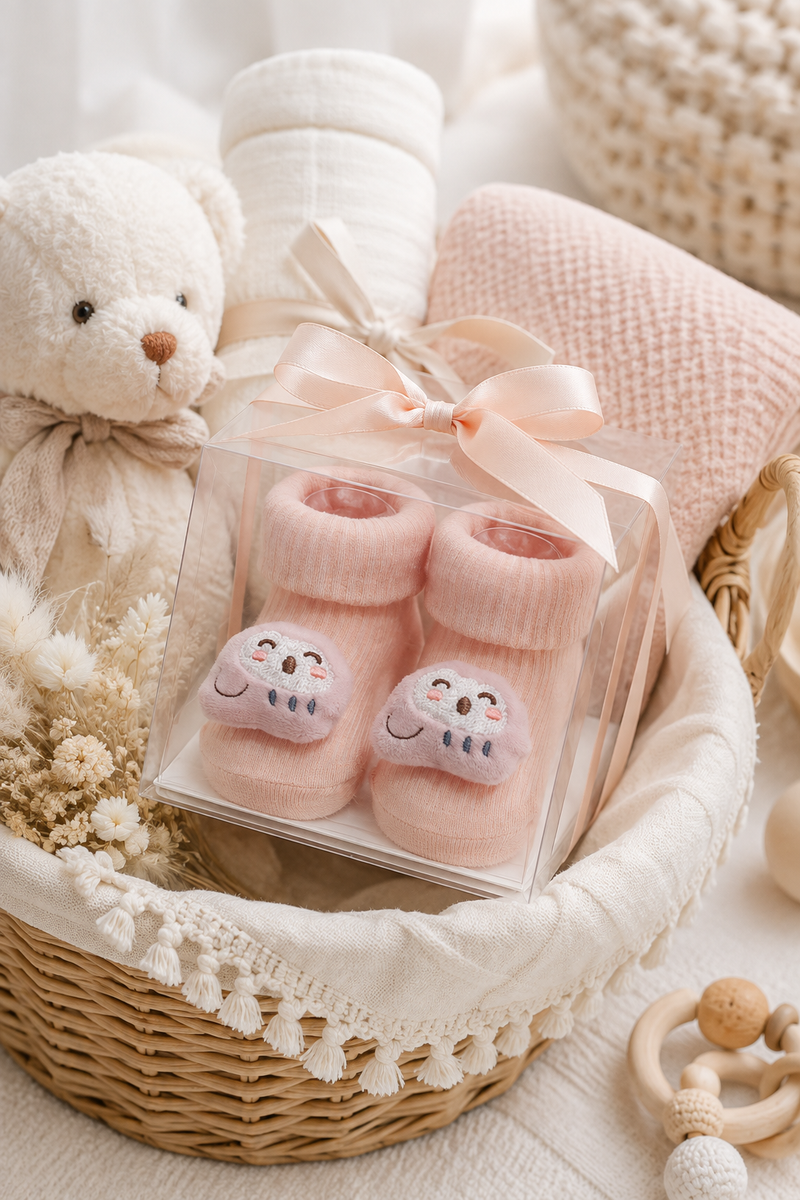 100% Cotton Baby Booties Socks for 0 to 12 Months - Style 1