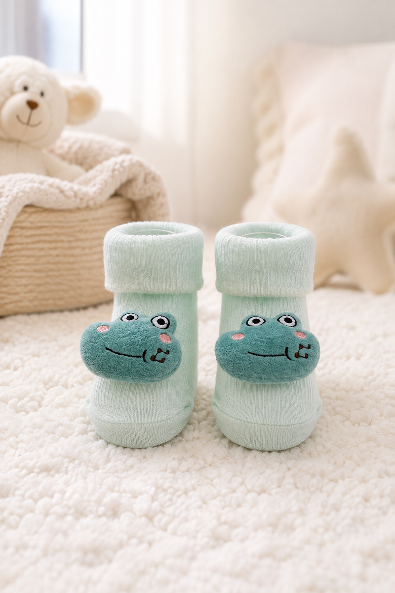 100% Cotton Baby Booties Socks for 0 to 12 Months - Style 4