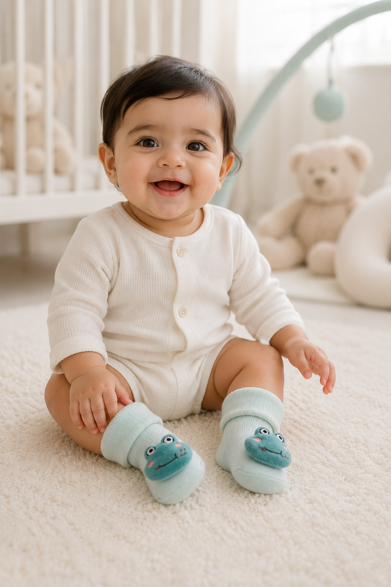 100% Cotton Baby Booties Socks for 0 to 12 Months - Style 4