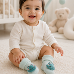 100% Cotton Baby Booties Socks for 0 to 12 Months - Style 4